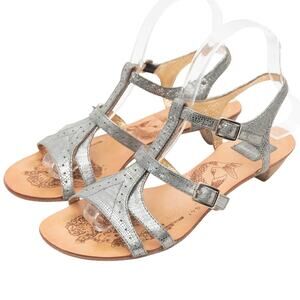 Dolce Vita Silver Strapy Slingback Kitten Heel Sandals Size 7